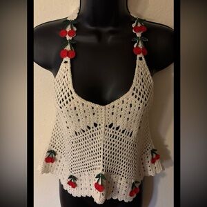 Crochet Cherry Halter Top